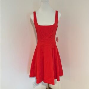 NWT STAUD Mini Wells Dress in Red Rose